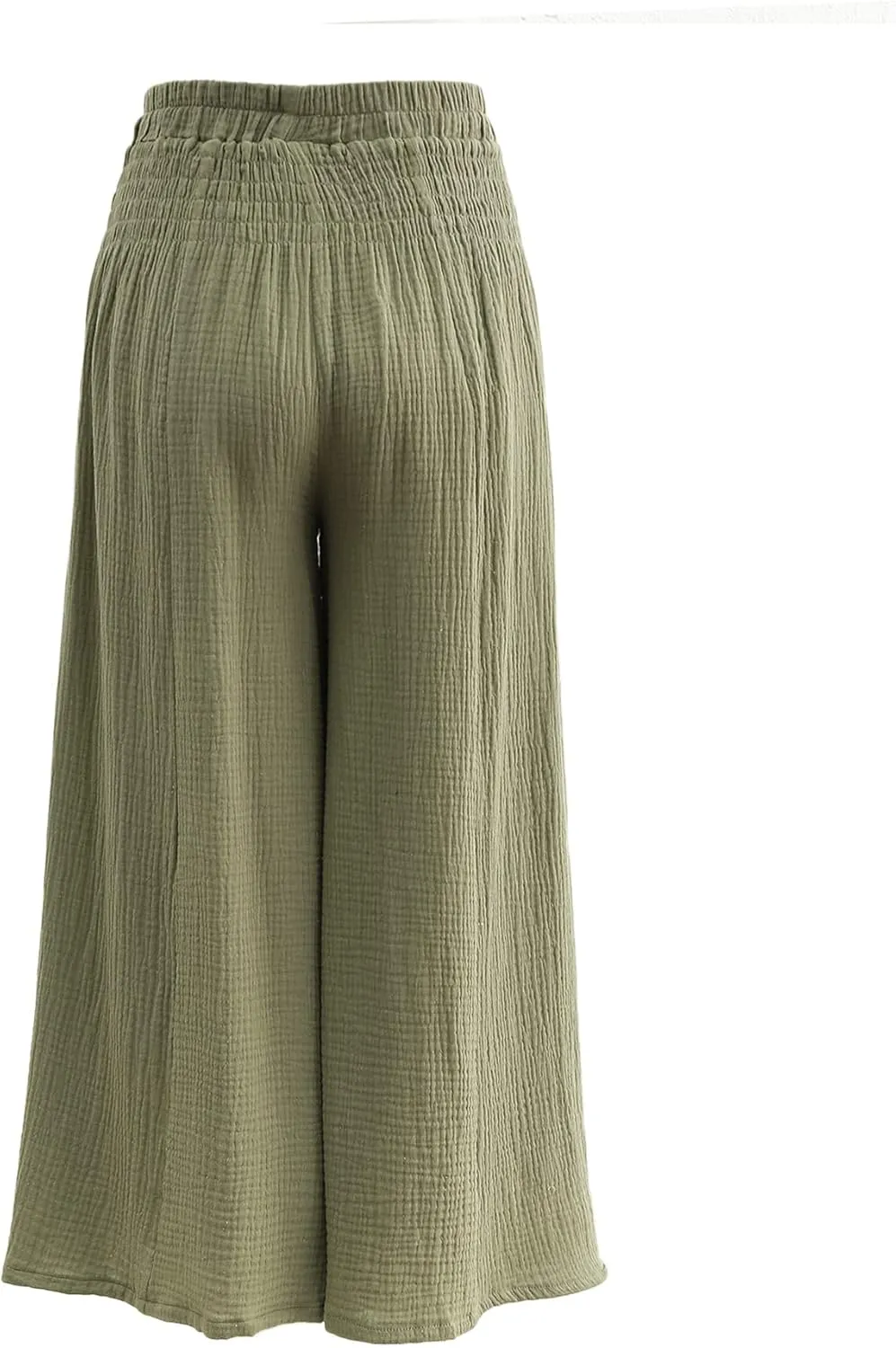 Amazhiyu Women's Cotton Gauze Wide Leg High-Waist Casual Palazzo Summer Pants