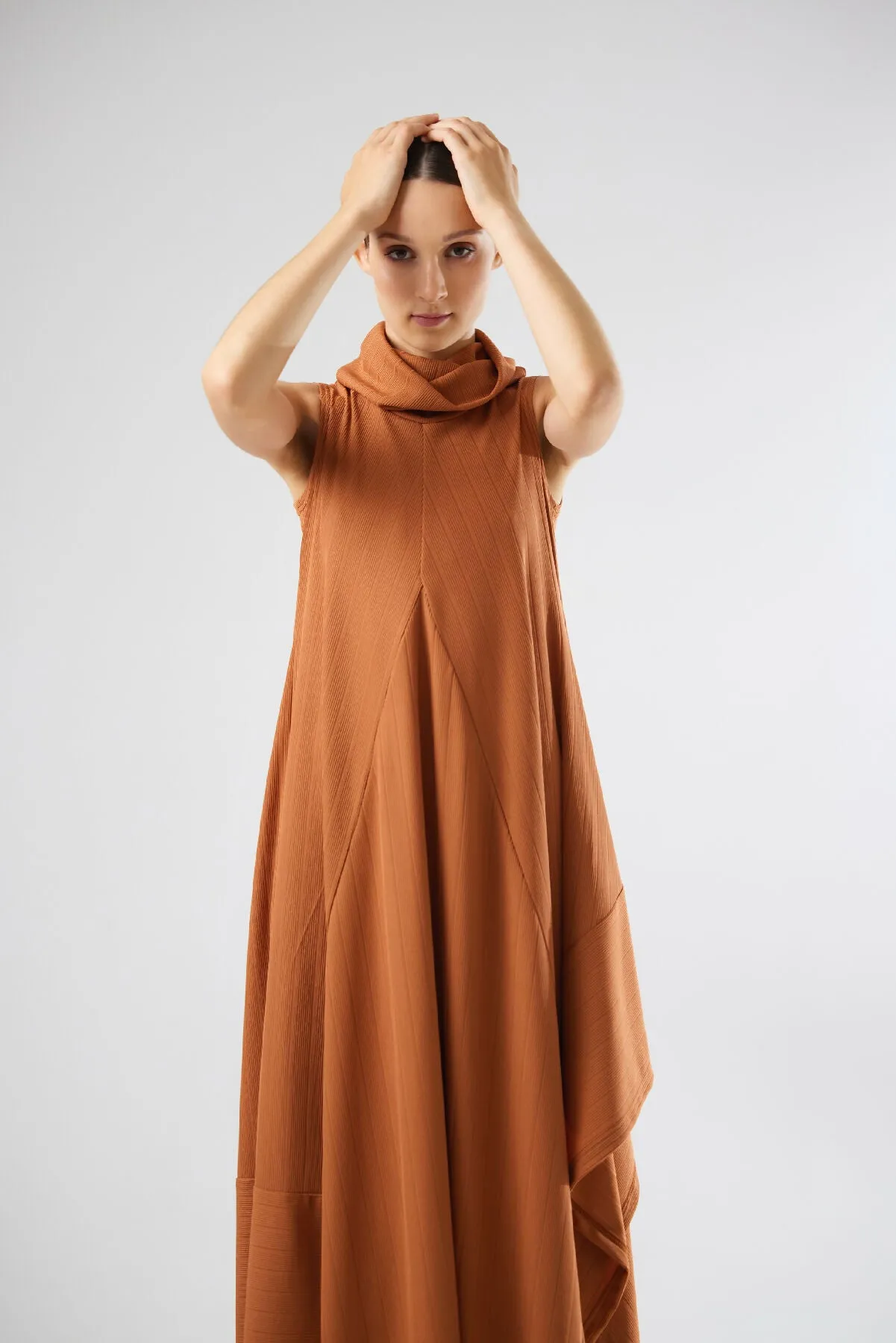 Asymmetrical Sleeveless Long Dress Terracotta