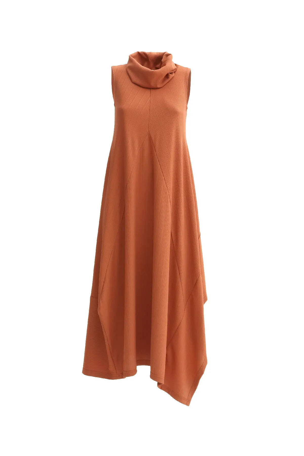 Asymmetrical Sleeveless Long Dress Terracotta