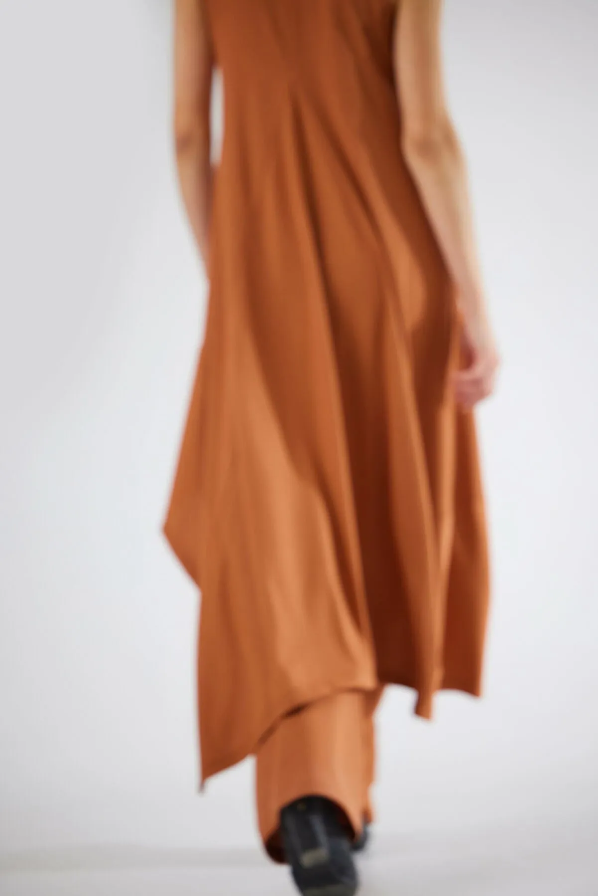 Asymmetrical Sleeveless Long Dress Terracotta