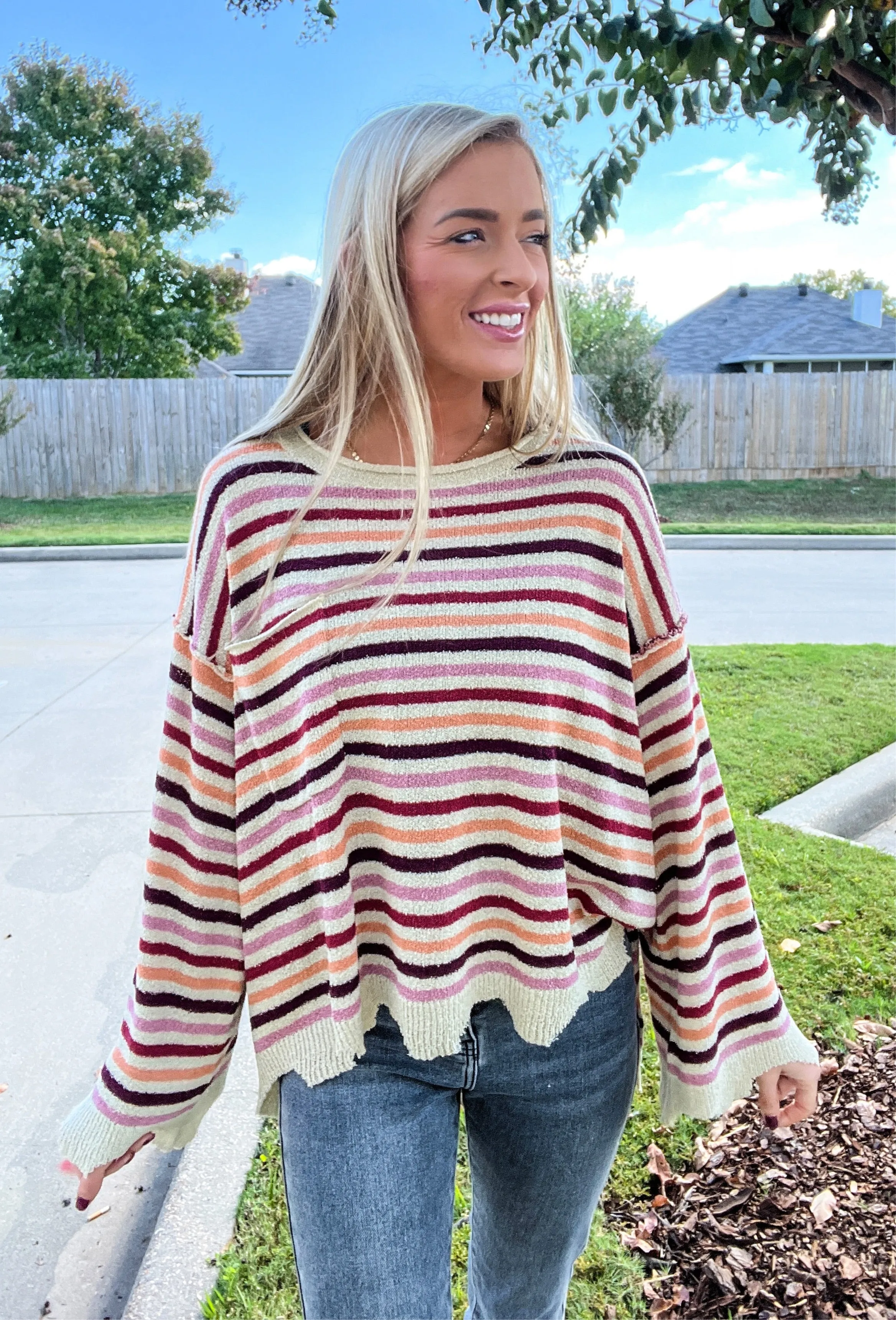 Autumn Sunset Distessed Soft Sweater
