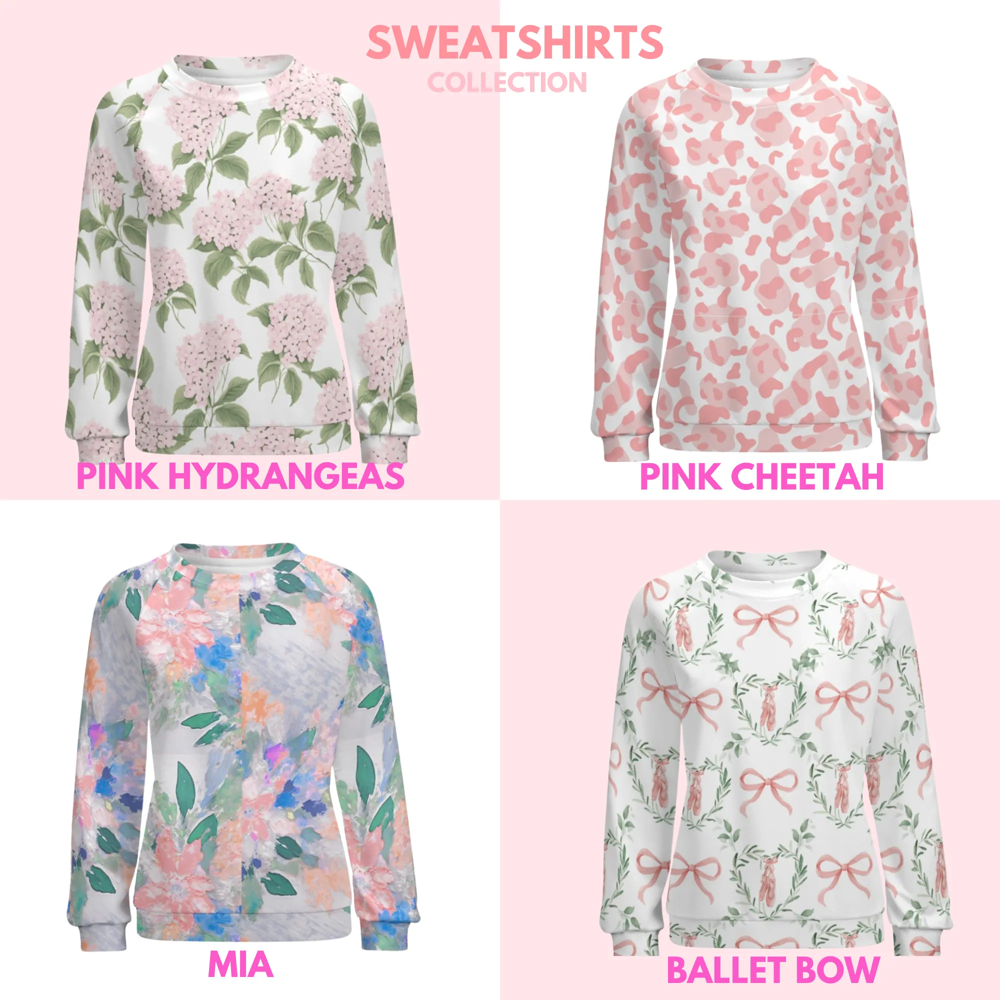 Ballet Bow Women’s Raglan Crewneck Sweatshirt | Floral Heart Wreath Top | Cozy Autumn & Winter Crewneck