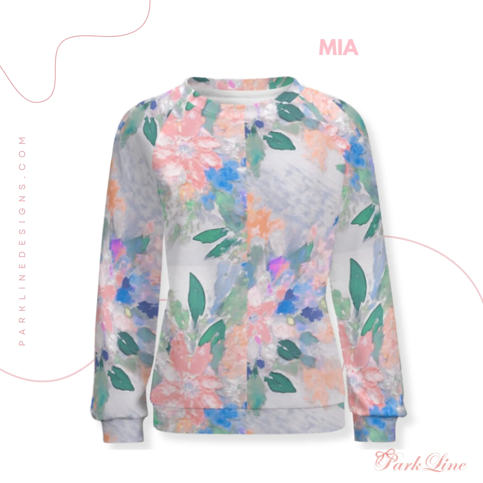 Ballet Bow Women’s Raglan Crewneck Sweatshirt | Floral Heart Wreath Top | Cozy Autumn & Winter Crewneck