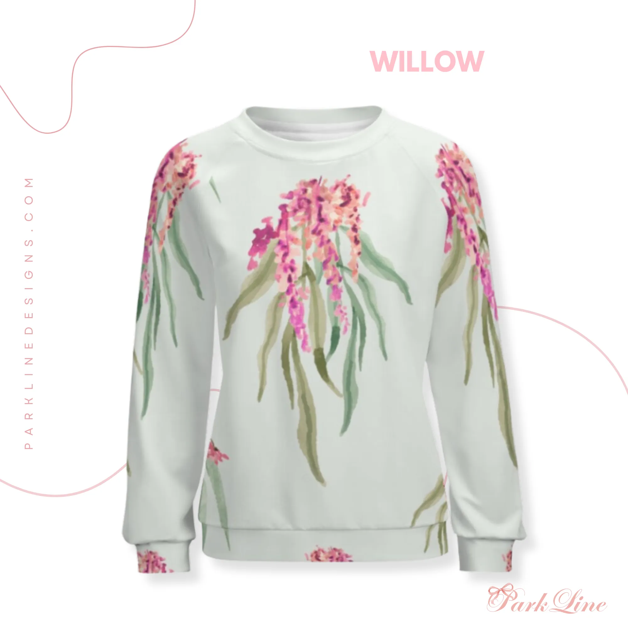 Ballet Bow Women’s Raglan Crewneck Sweatshirt | Floral Heart Wreath Top | Cozy Autumn & Winter Crewneck