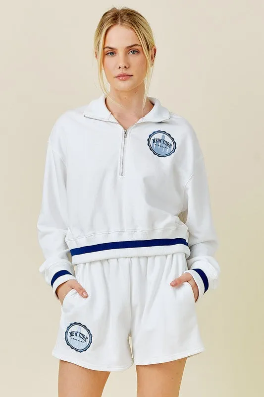 Big City Ivory Half Zip Sweatshirt