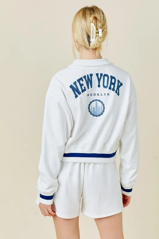 Big City Ivory Half Zip Sweatshirt
