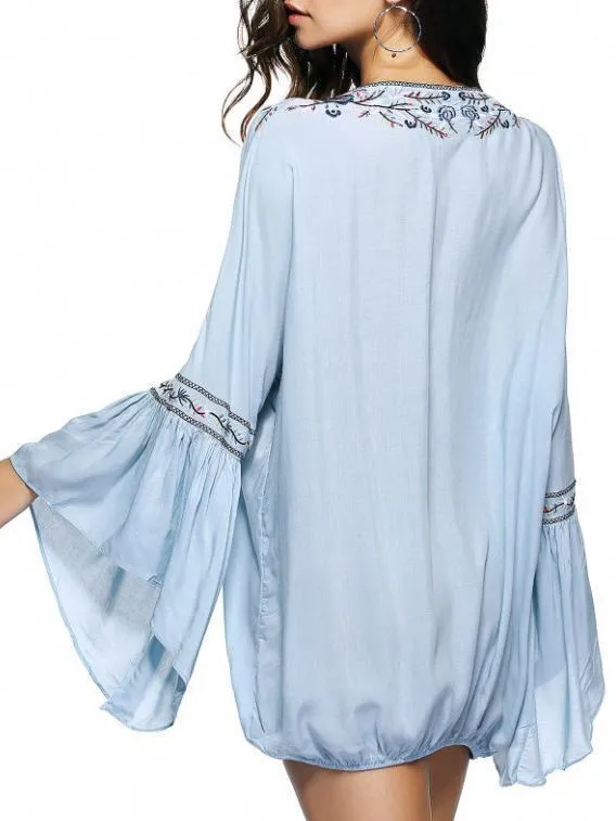 Bohemia Embroidered Tasseled Mini Dress