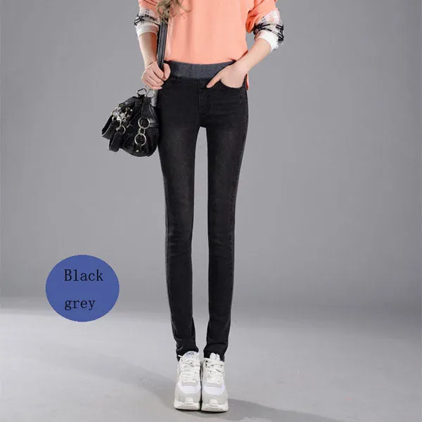 Casual Elastic Waist Jeans