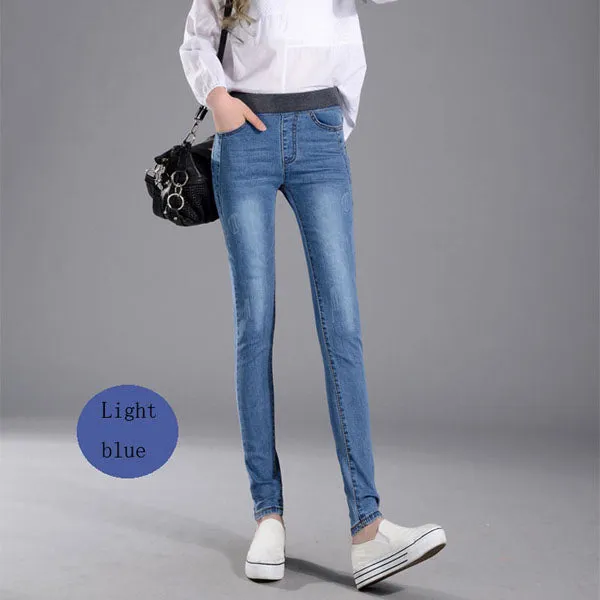 Casual Elastic Waist Jeans