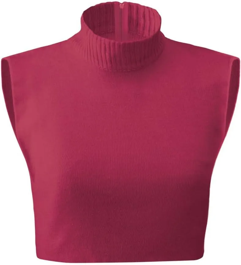 Collections Etc Zippered Dickie Layer Top with Armholes - Soft Knit Mock Turtleneck for Layered Look
