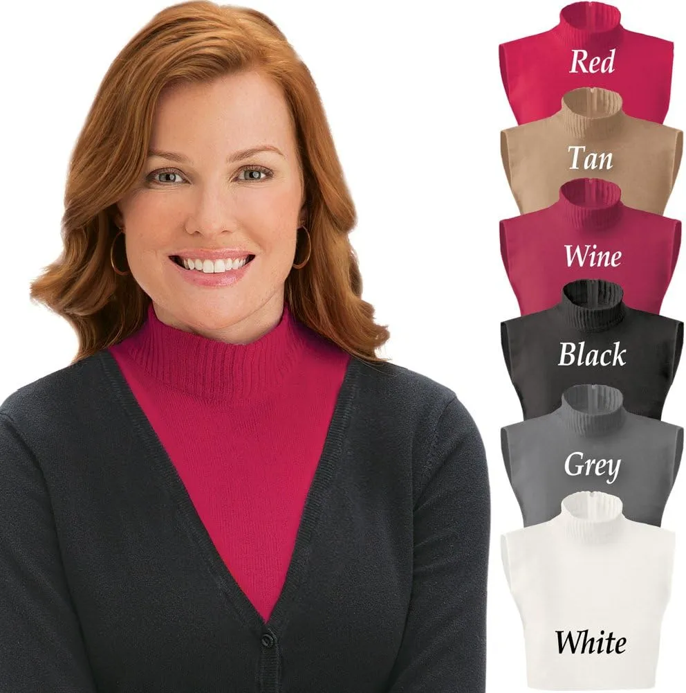 Collections Etc Zippered Dickie Layer Top with Armholes - Soft Knit Mock Turtleneck for Layered Look