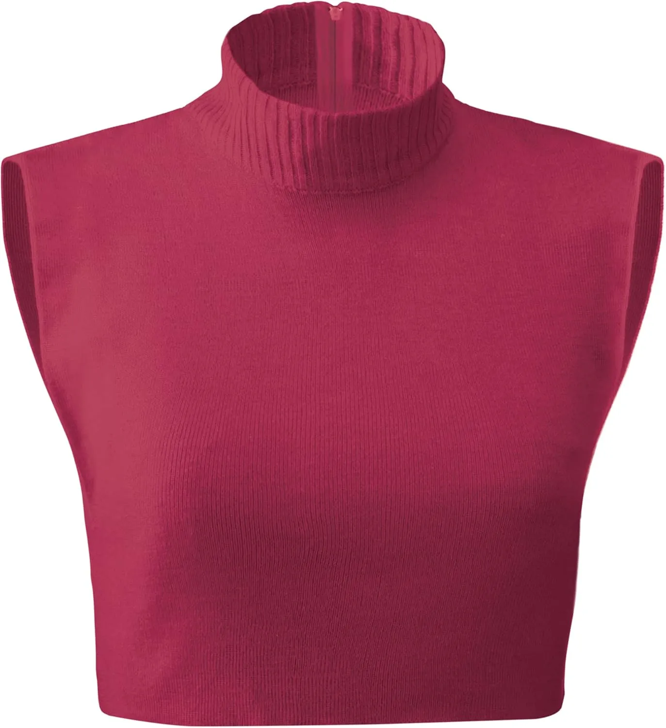 Collections Etc Zippered Dickie Layer Top with Armholes - Soft Knit Mock Turtleneck for Layered Look