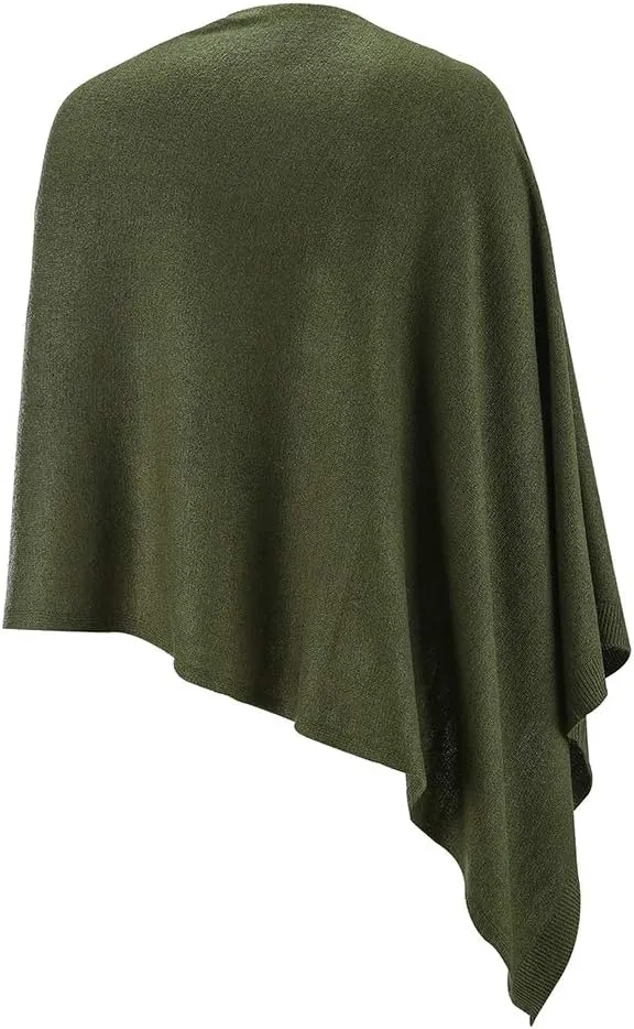 Fomolom Women Ponchos Sweater Versatile Lightweight Solid Knitted Shawl Wrap Scarf Cape Accessories for Womens
