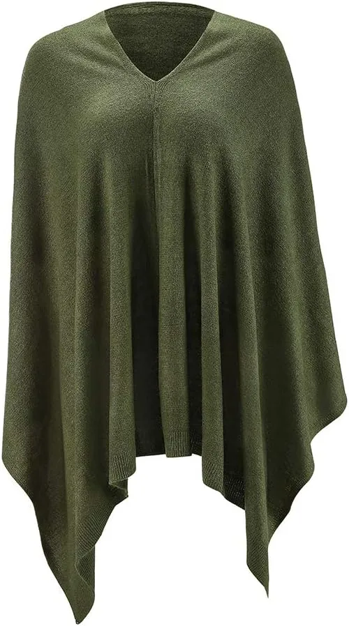 Fomolom Women Ponchos Sweater Versatile Lightweight Solid Knitted Shawl Wrap Scarf Cape Accessories for Womens