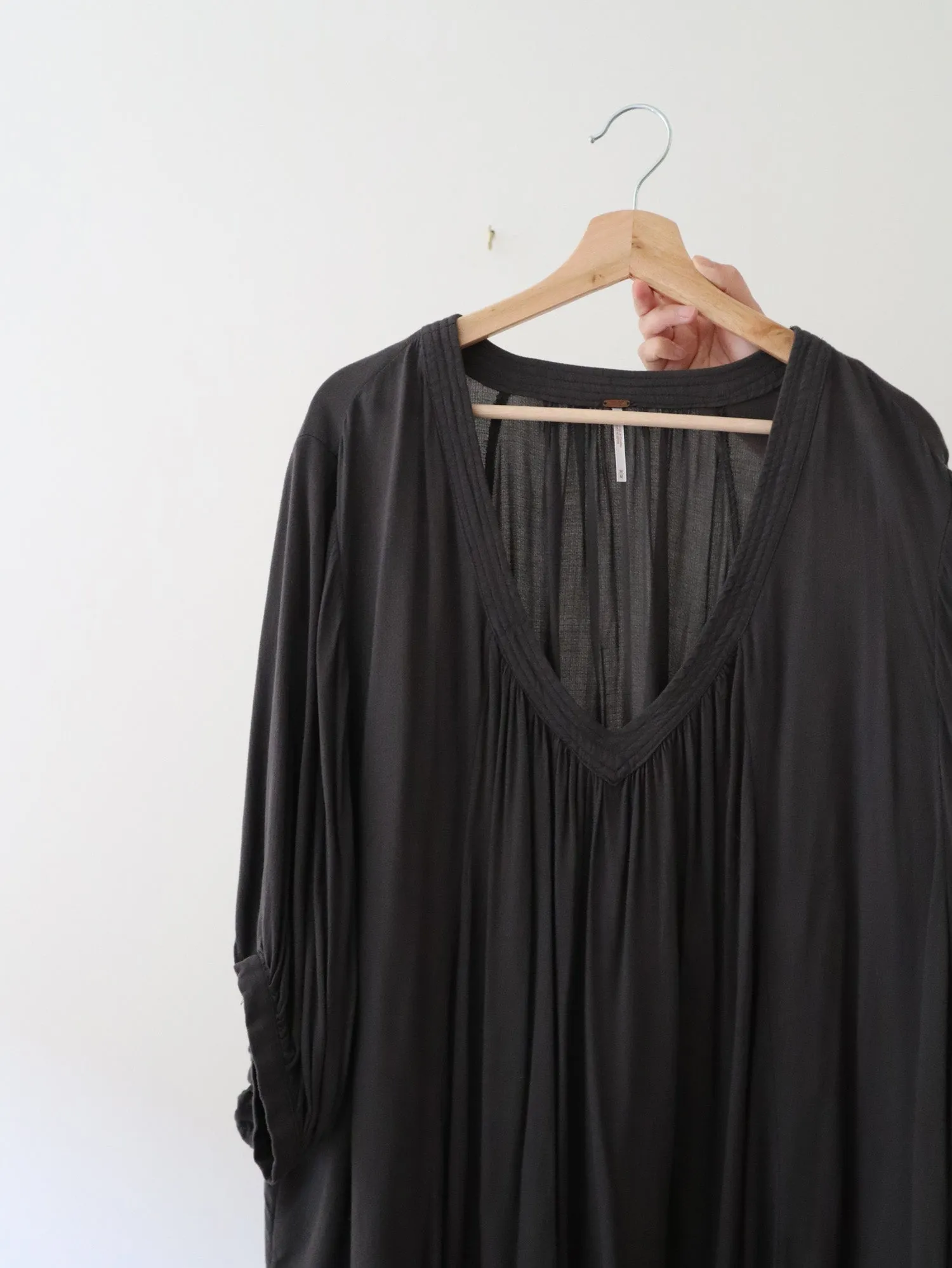 Free People Charcoal Flowy Blouse (M)