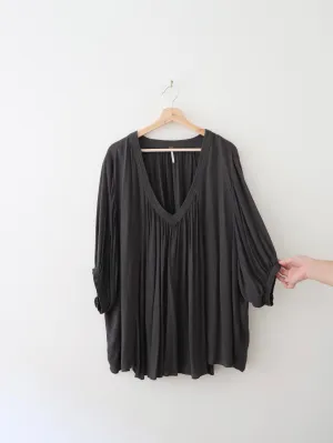 Free People Charcoal Flowy Blouse (M)