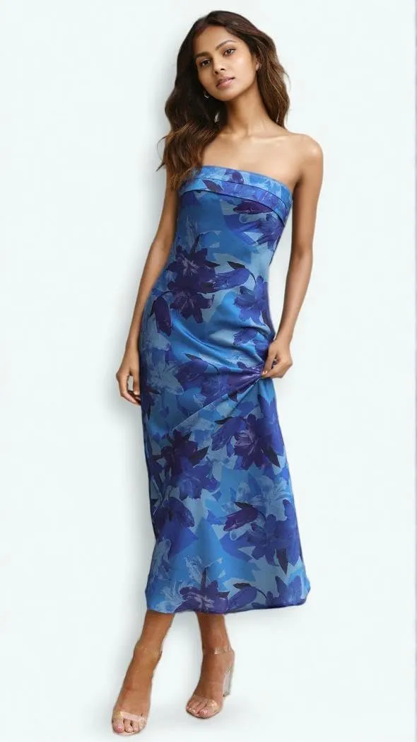 GOLDSTITCH Women's Maxi Bodycon Dresses Backless Tube Dress Low Back Hollow Out Elegant Strapless Long Dresses Wedding Guest