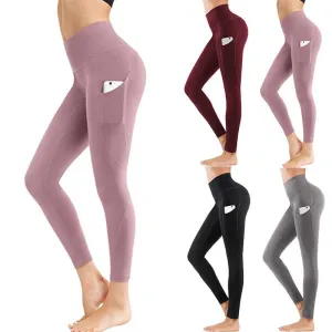 High Waist women Yoga Pants with Pockets Seamless Tummy Control Leggings Workout 4 Way Stretch Yoga Leggings