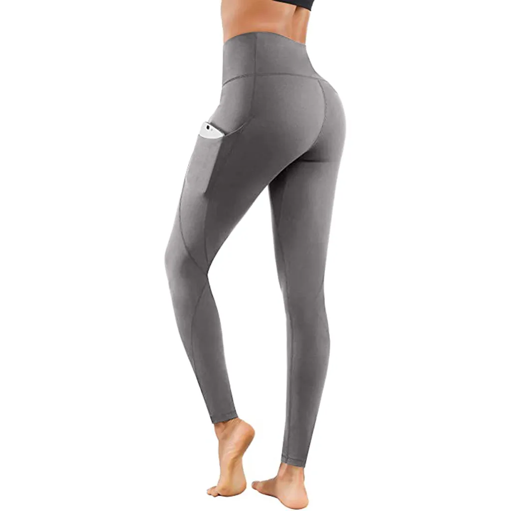 High Waist women Yoga Pants with Pockets Seamless Tummy Control Leggings Workout 4 Way Stretch Yoga Leggings