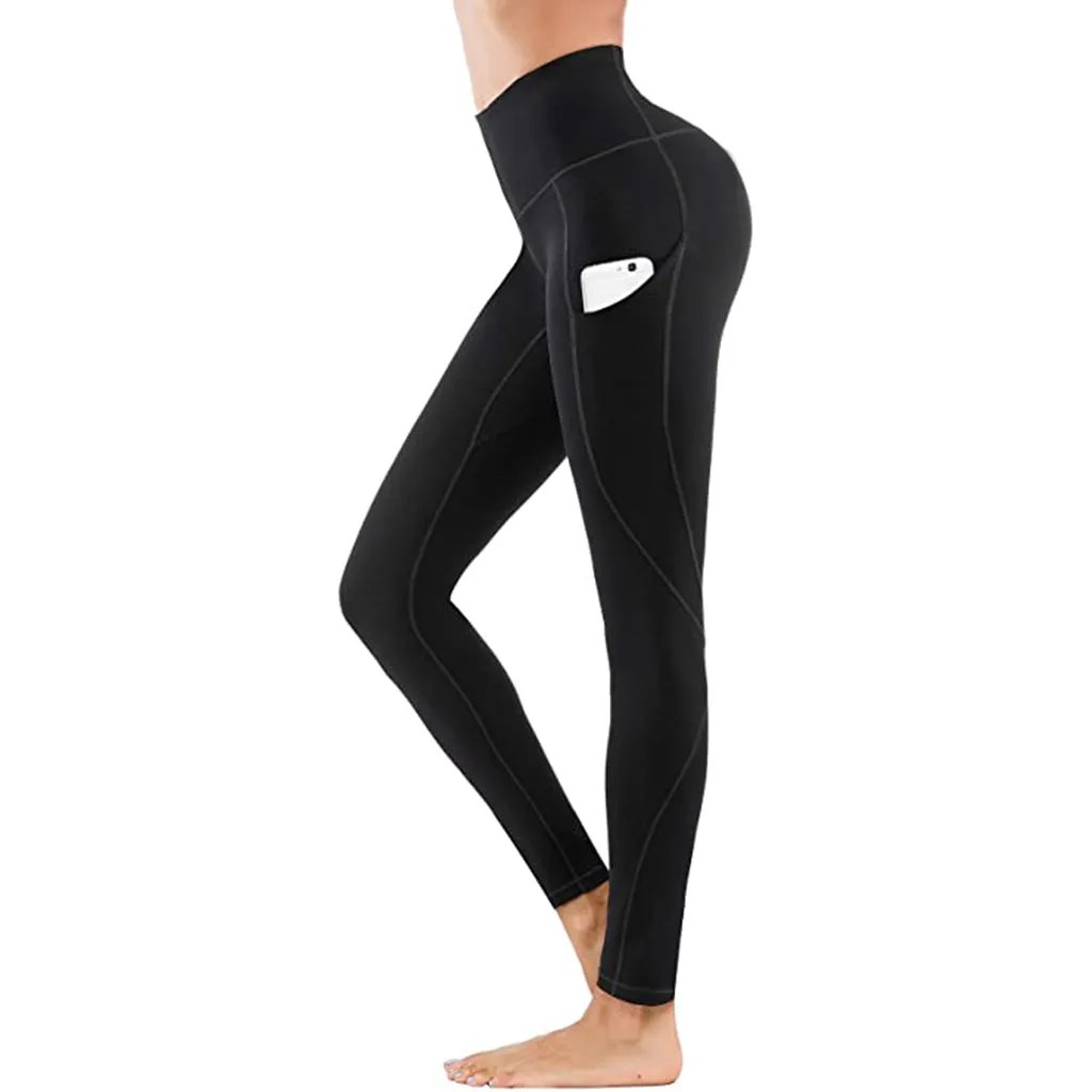 High Waist women Yoga Pants with Pockets Seamless Tummy Control Leggings Workout 4 Way Stretch Yoga Leggings