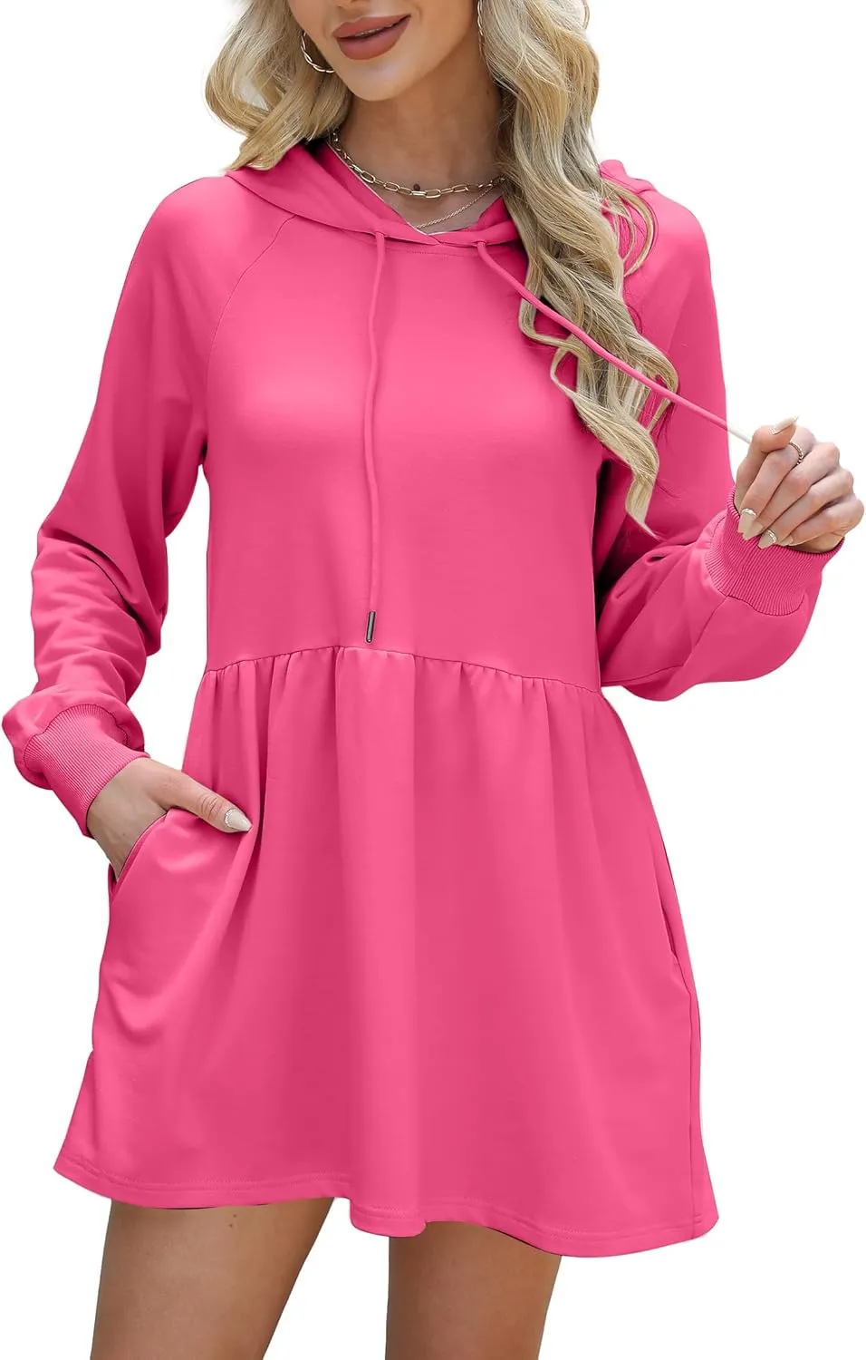 NANYUAYA Women Hoodie Sweatshirt Long Sleeve Pullover Fall Trendy Hooded Sport Dress with Pockets