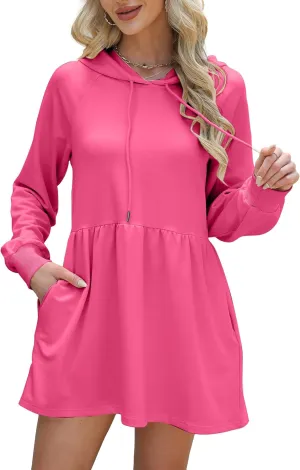 NANYUAYA Women Hoodie Sweatshirt Long Sleeve Pullover Fall Trendy Hooded Sport Dress with Pockets