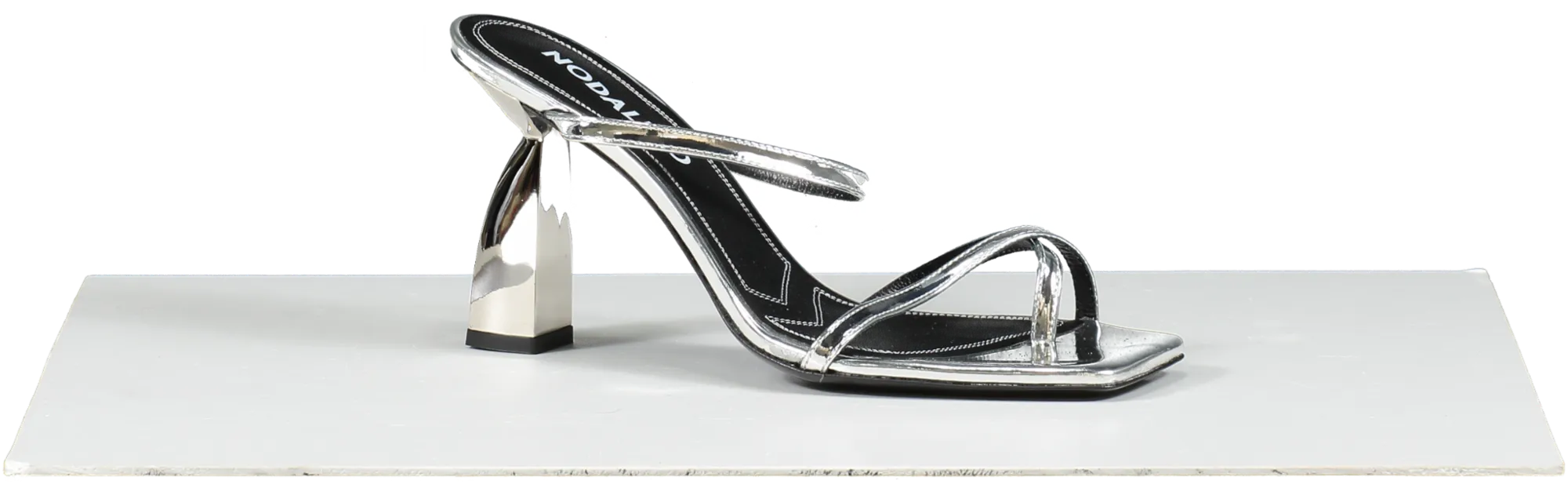 nodaleto Metallic Silver Angel Heeled Sandals UK 6 EU 39 👠