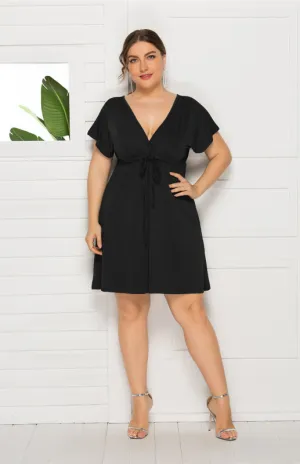 Plus Size Short Deep V Dress