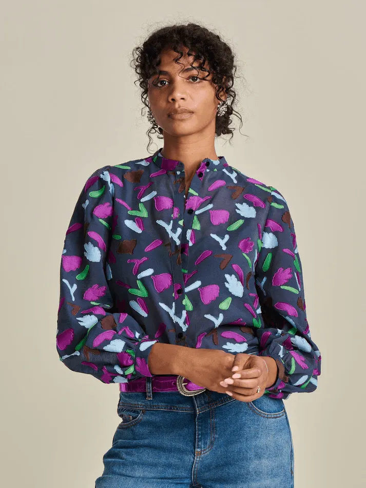 POM Featherfest Blue Blouse