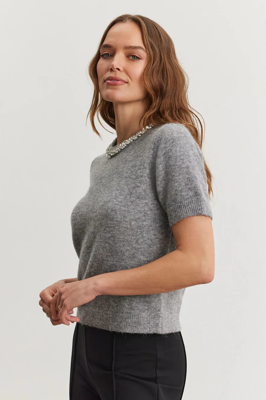Velvet Layton Cozy Alpaca Blend Top - Heather Grey