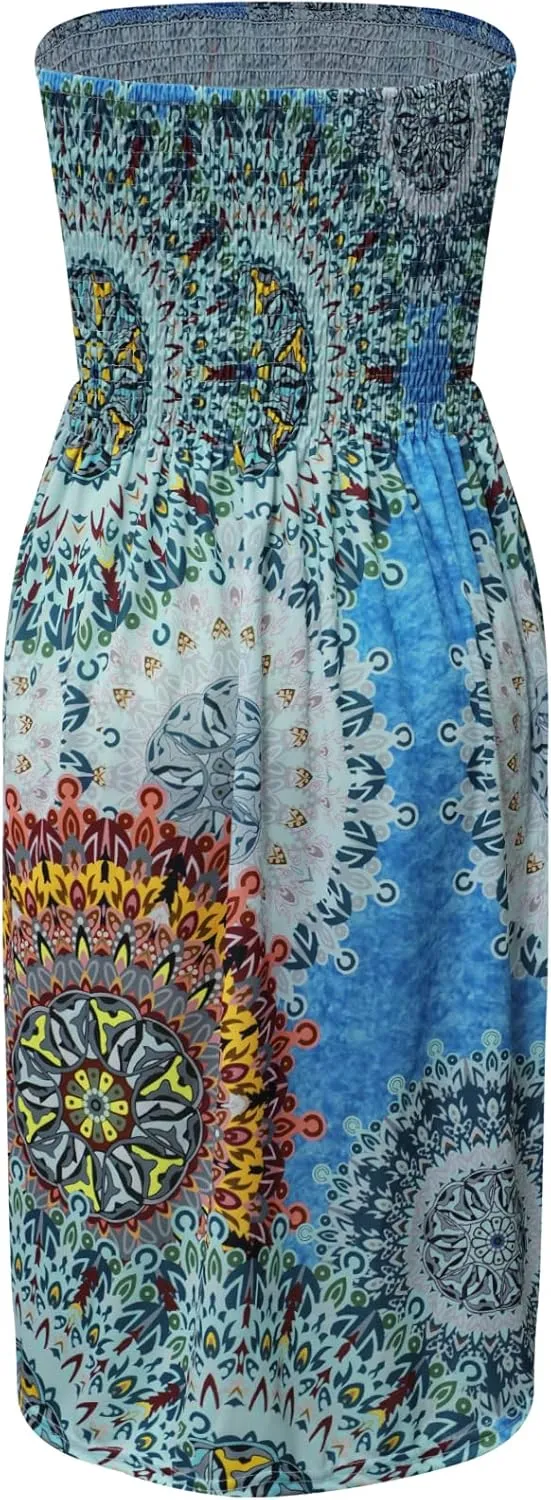 Zyyfly Womens Summer Beach Dresses Strapless Cover Ups Dress Tube Top Sundresses