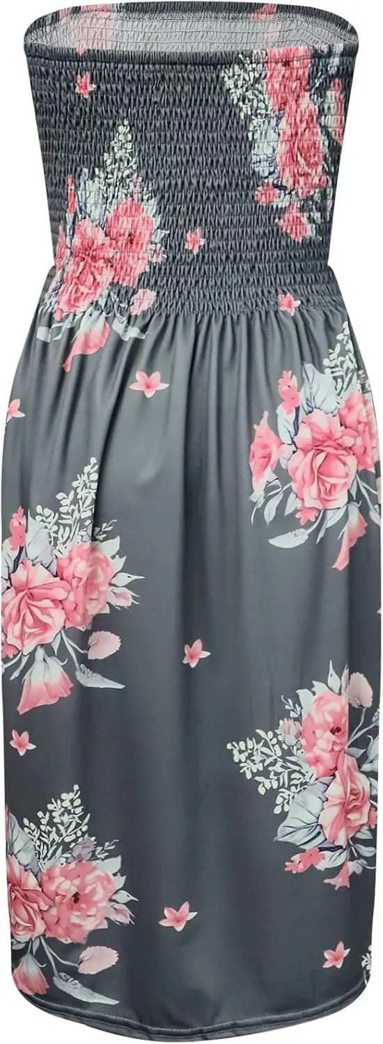 Zyyfly Womens Summer Beach Dresses Strapless Cover Ups Dress Tube Top Sundresses